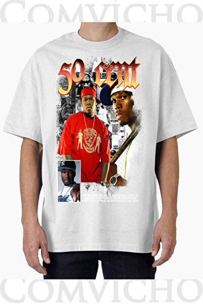 COMVİCHO تي شيرت مطبوع بتصميم 50 سنت v5 للجنسين