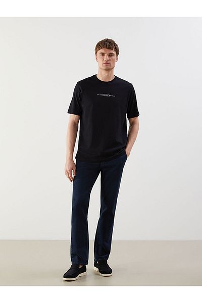 LC Waikiki Ανδρικό μπλουζάκι με στάμπα μαύρο Crew Neck