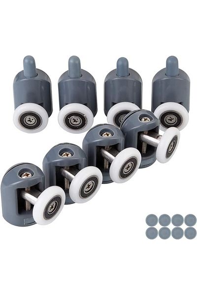BOEM Set of 8 shower door rollers, Alloy/ABS, Grey/White