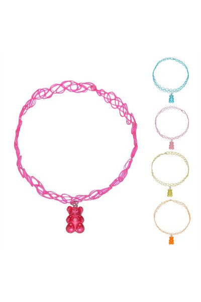 Choice 5pcs set 5pcs Y2K Choker Necklace Cute Bear Rainbow Pendant Children's Cartoon Charms Stretchy Elast