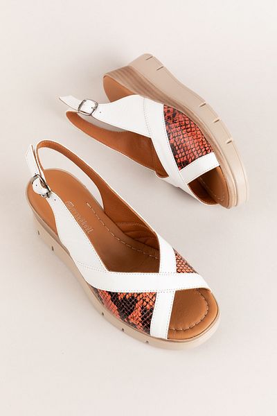 Gondol Genuine Leather Colorful Combination Wedge Heeled Sandals Mlk.5807