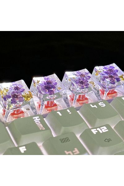 Choice purple-4pcs 4pcs/set DIY Flowers Keycap Resin Transparency Personality Keycap