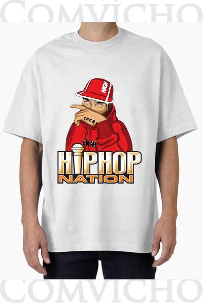 COMVİCHO تي شيرت مطبوع بتصميم هيب هوب ناتيون للجنسين