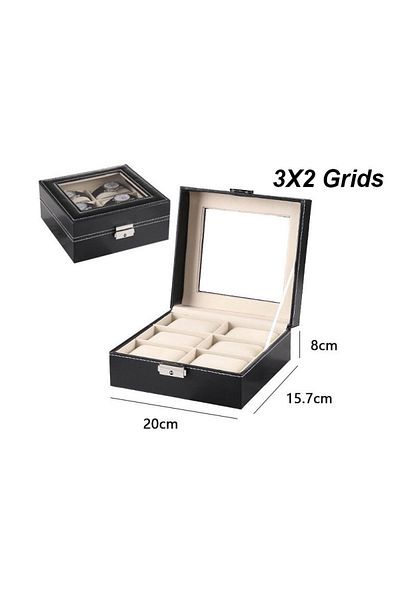 Choice Beige 3x2 Positions DELESYS 2/3/4/5/6/8/10/12 Slots PU Leather Watch Box Traditional Style Watch Sto