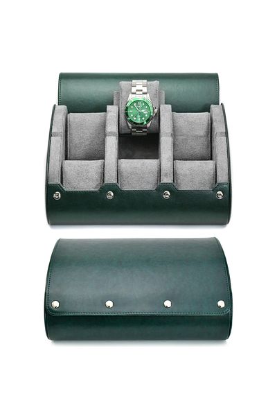 Choice Green Gray 6 Slot 6 Slot Watch Case Storage Box for Men,Watch Travel Case Portable Storage Watch Dis