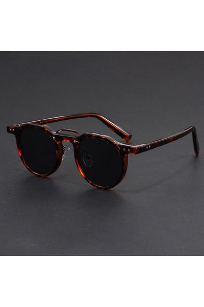 Choice1 leopard print Retro Metal Frame Oval Sunglasses for Women Men Trendy Punk Round Sun Glasses Luxury B