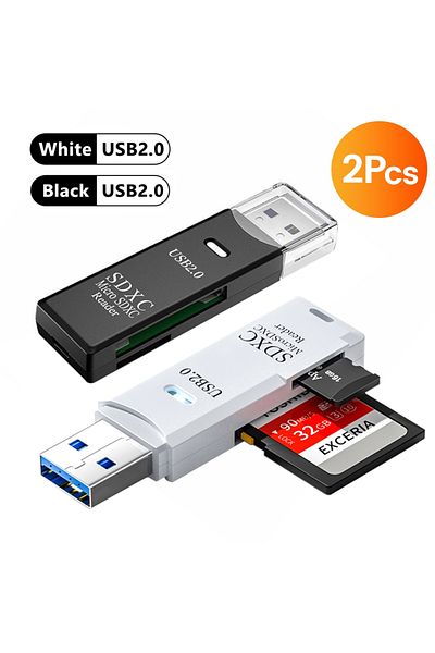 Choice 2PCS USB 2.0 NNBILI new 2pcs Card Reader USB3.0/2.0 To SD TF Memory Adapter High Speed TF Memory 2 I