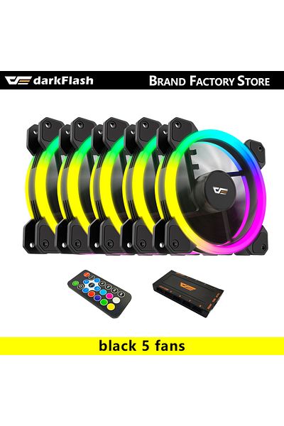 Aigo A-rgb Black Dr11 5 In 1 Darkflash Dr11 Rgb Fan Ventoinha Pc Controladora 120mm Computer Case Fan Kit