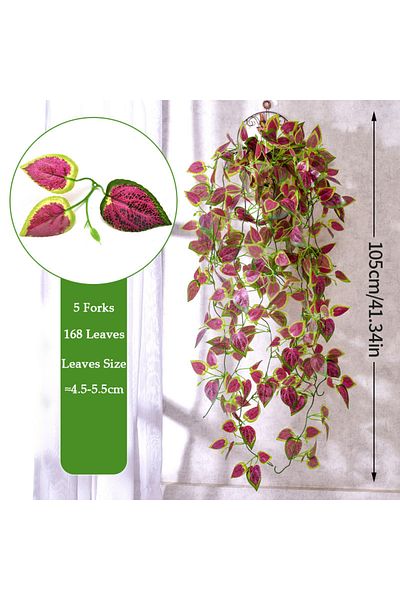 Choice 1pc 105cm F 105cm Artificial Plants Vines Fake Green Leaf Ivy Plastic Wall Hanging Faux Scindapsus C