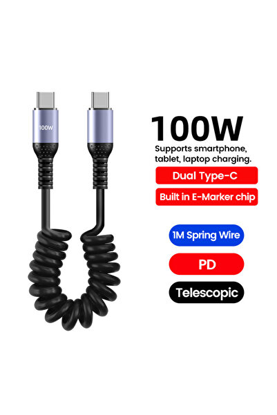 Choice 0.25 متر - 1 متر 100 واط USB C إلى USB C 25 سم إلى 1 متر سلك بيانات زن...