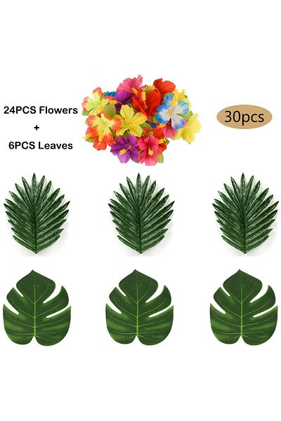 Choice No7 Tropical Monstera Palm Leaves Hibiscus Flower Hawaiian Luau Leaves Tropical Party Jungle Beach T