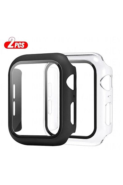Choice Series 654 SE 40MM Transparent Black 2Pcs Tempered Glass+cover For Apple Watch Case 45mm 41mm 44mm
