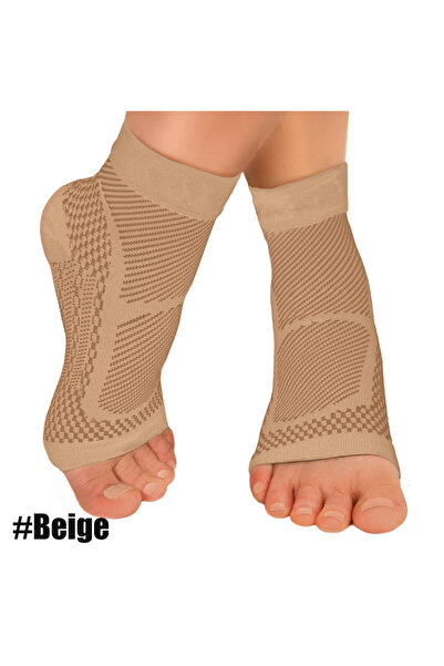 Choice بيج L/XL - زوج واحد من أكمام ضغط دعامة الكاحل - جوارب التهاب اللفافة الأخمصية مع دعم قوس القدم