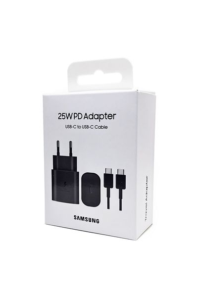 Samsung كابل شحن سريع للغاية PD 25 وات أسود بطول 1 متر من الاتحاد الأوروبي لهاتف Galaxy S24 Ultra Plus S23 S22 Fold 6 5 4 3 Z Flip A5
