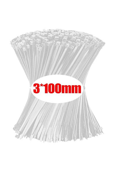 Choice8 100pcs White(3x100mm) 1000/100Pcs Nylon Cable Ties Self-locking Cord Ties Straps Adjustable Cables F