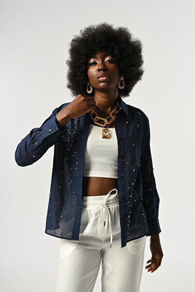 Orfeo Negro Cămașă subțire brodata cu piatră pentru femei