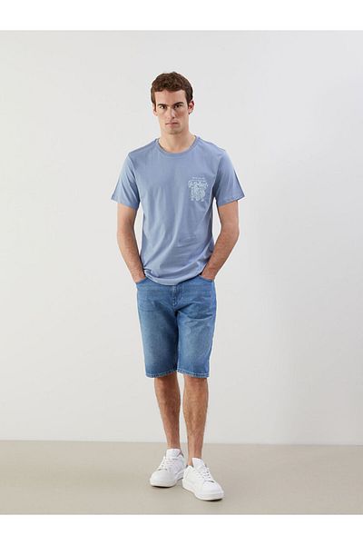 LC Waikiki Tricou pentru bărbați din bumbac pieptănat imprimat cu mânecă scurtă, sezon nou - S5J816Z8