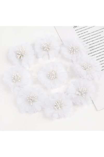 Choice 5pcs White 5pcs 4cm Chiffon Flowers Head Chiffon Yarn Artificial Rose Flower Dresses Clothing Childr