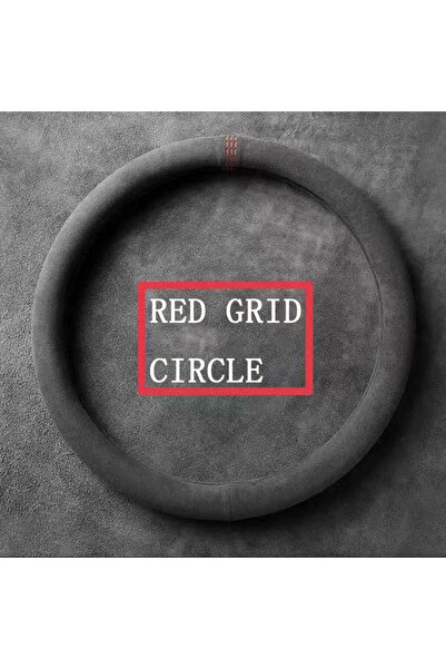 Choice غطاء جلد سويدي أحمر مستدير لجميع المواسم غطاء عجلة قيادة السيارة رفيع ...