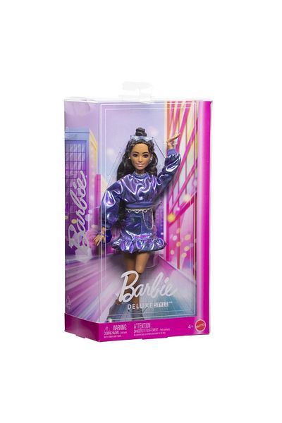 Barbie DELUXE STYLE PAPUSA BARBIE ROCHIE ALBASTRU METALIZAT