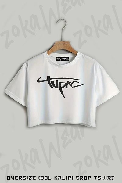 ZOKAWEAR Tupac Shakur Logo Printed Oversize Crop T-Shirt