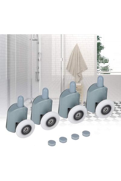 BOEM Set of 4 rollers for sliding shower door, Stainless Steel/Nylon, Grey/White