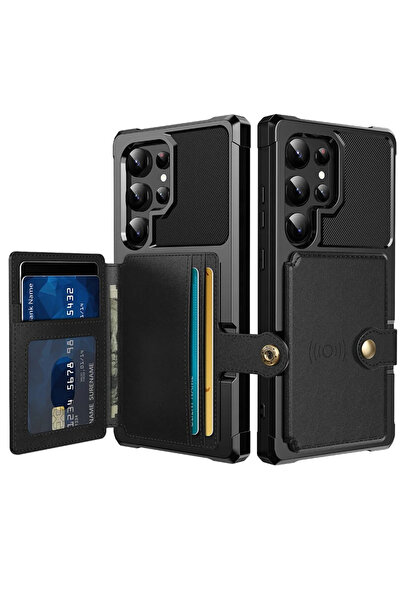 Choice جراب محفظة بطاقات أسود لهاتف Galaxy S25 Ultra لهاتف Samsung Galaxy S24...