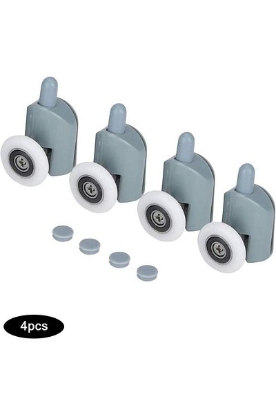 BOEM Set of 4 rollers for sliding shower door, Stainless Steel/Nylon, Grey/White