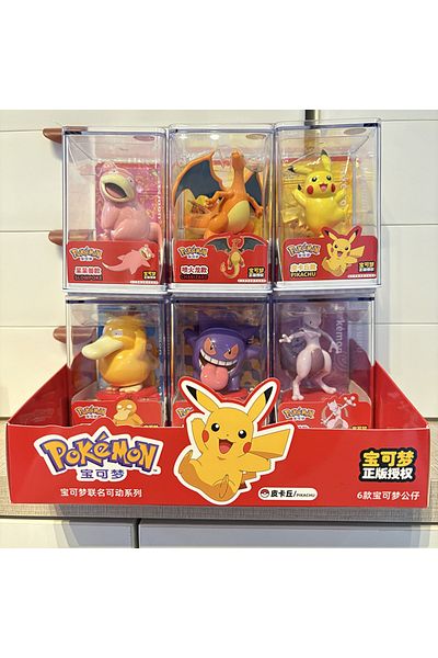 Choice 6pcs set Original Pokemon Anime Action Figure Blind Box 6pcs/set Adorable Doll With Acrylic Display