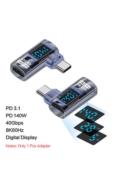 Choice 90D Blue 40Gbps 8K@60Hz 90 Degree USB C Adapter Digital Display Type C Adapter PD 140W USB-C Male to