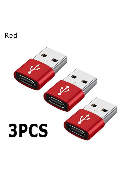 Choice 3Pcs Red 3PCS USB To Type C OTG Charge Adapter For iPhone 14 13 12 Pro Max USB-C to USB Type-c Femal
