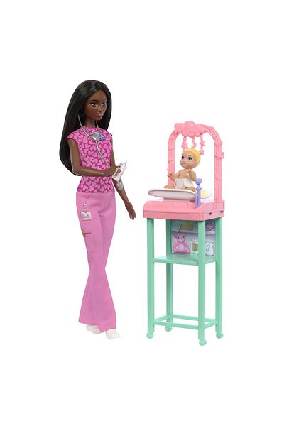 Barbie BRUNETTE BARBIE DOLL PLAYSET MAKES A CAREER PEDIATRICIST