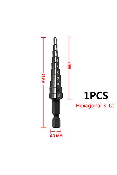 Choice Black 3-12 3pcs 3-12mm 4-12mm 4-20mm HSS Straight Groove Step Drill Bit Set Titanium Coated Wood Met