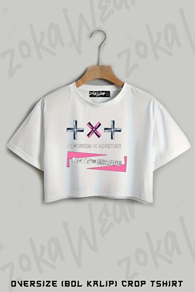 ZOKAWEAR Tricou oversize cu imprimeu Txt Fight Or Escape