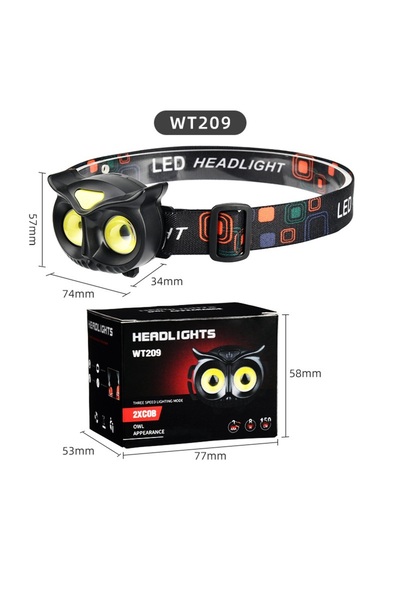 Choice WT209 AAA Battery Owl Cob Headlamp Type-c Rechargeable Headlight Porta...