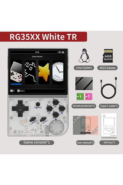 Choice 64G RG35XX New WhiteT ANBERNIC RG35XX Plus/RG35XX Retro Handheld Game Console 3.5″ IPS Screen Linux