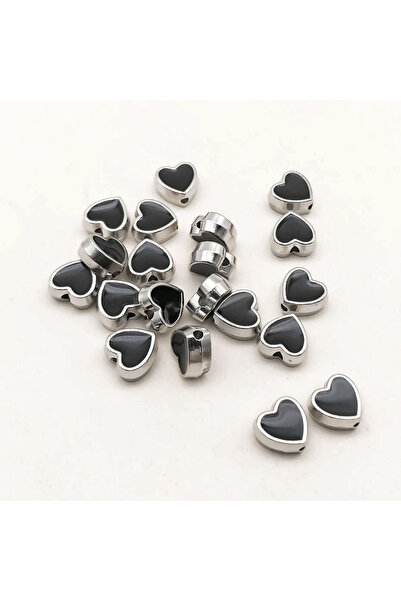 Choice 14093-20pcs 20pcs Zinc Alloy Enamel 8mm Black Heart-Shaped Spacer Bead...