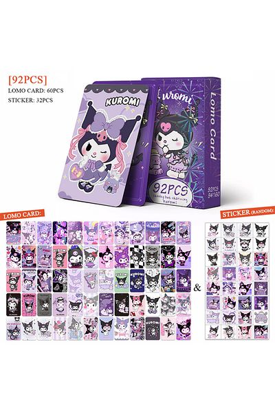 JOY TOP Cinnamoroll 92pcs Sanrio Stickers Card Cartoon Handbook Sticker Ins Style 3-inch Small Card Double S