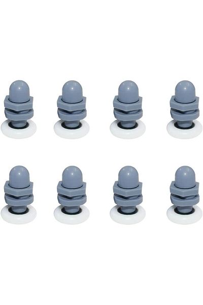 BOEM Set of 12 x Shower cabin roller, Stainless steel/ABS, White/Blue