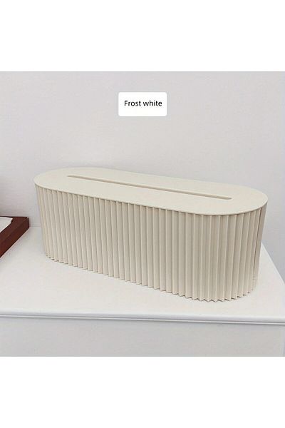 Choice white 1pc Cable Storage Box With Lid For Office, High Capacity Cord Organizer, Space Saving Desktop
