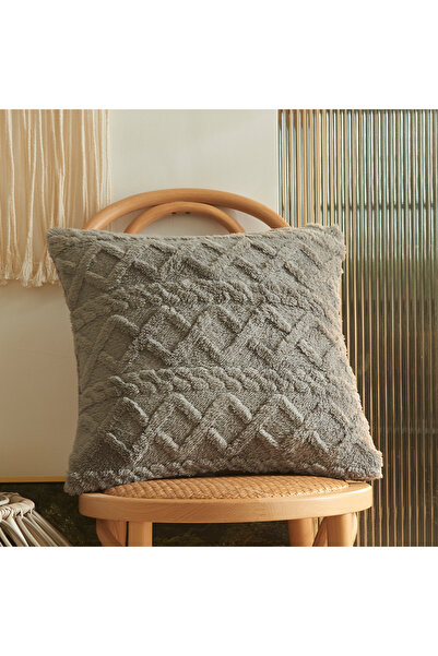 Choice 450mm*450mm gray Twist KnittingPlush Pillow Case Vintage Knitted Cushi...