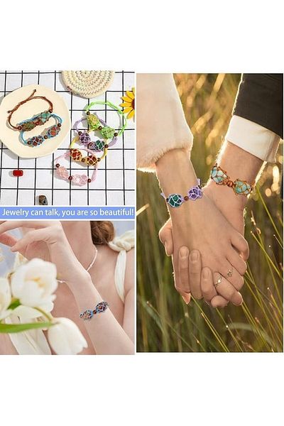 WEWAYSMILE Set of 12 multicolor adjustable cord bracelets, empty to fill