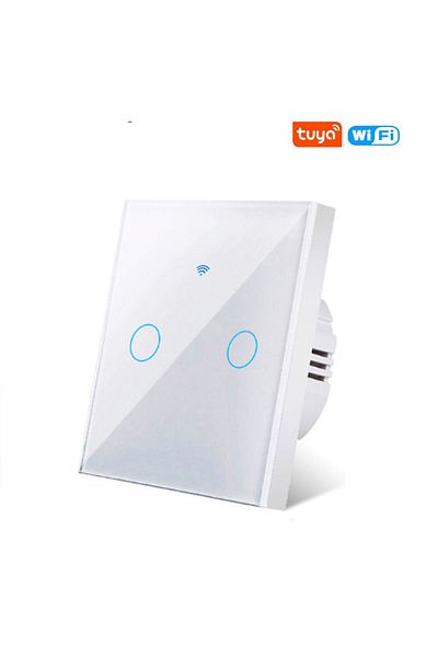 Choice EU white two Tuya US/EU WiFi Smart Wall Switch RF433 1/2/3 Gang No Neutral Wire Touch Sensor LED Lig