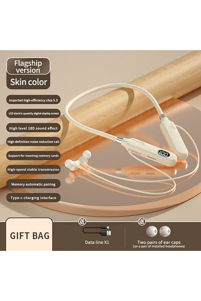 Choice Skin Color BT-12 Wireless Bluetooth Earphones Sports Headphones Card Insertion Digital Display Noise