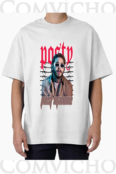 COMVİCHO تي شيرت مطبوع بتصميم Post Malone v5 للجنسين