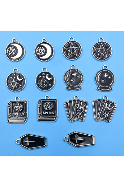 Choice SN562 10/14pcs/pack Moon Star Cross Book Charms Enamel Alloy Black Mag...