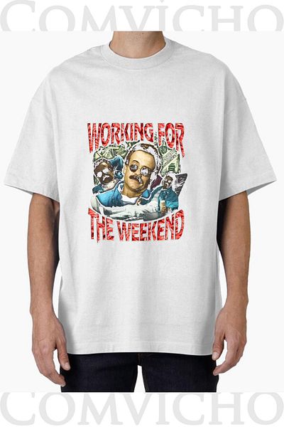 COMVİCHO Unisex Working for V1 Design Printed Oversize T-Shirt