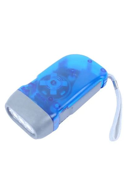 Choice Manual Electricity Generation Blue Multi-powered Mini Flashlight: Hand Crank Wind-up Dynamo For Ca