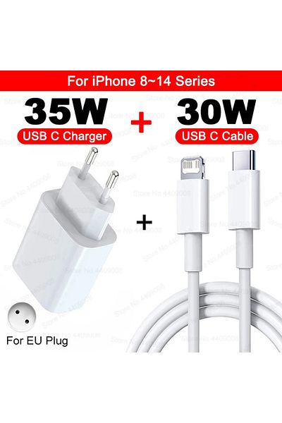 Choice EU For iPhone 8-14 PD 35W USB C Charger For iPhone 16 15 14 Plus 13 12 11 Pro Max Fast Charging Char