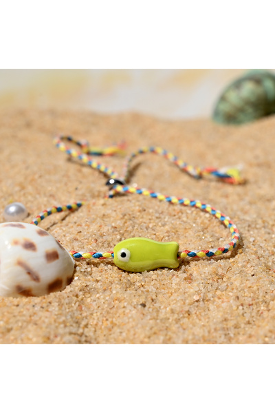 Choice 25xh0304-6 Trendy Multicolored Pull - String Ceramic Fish Bracelet Jew...